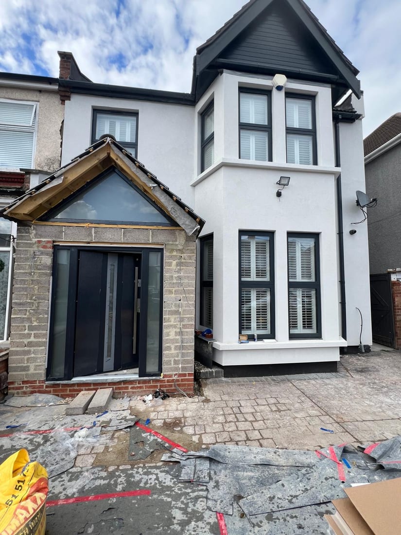 Exterior facade before rendering and renovation